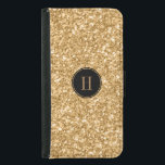 Funda Cartera Para Samsung Galaxy S5 Purpurina de oro moderno e impresión de texturas<br><div class="desc">Elegante purpurina de oro moderno y brillante impresión de textura. El círculo negro y el monograma personalizado son opcionales.</div>
