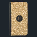 Funda Cartera Para Samsung Galaxy S5 Purpurina de oro moderno e impresión de texturas<br><div class="desc">Elegante purpurina de oro moderno y brillante impresión de textura. El círculo negro y el monograma personalizado son opcionales.</div>