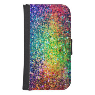 Funda Cartera Para Galaxy S4 Purpurina retro multicolor Guay y patrón de destel