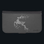 Funda Cartera Para Galaxy S4 Reno Floral Floral de tonos blancos<br><div class="desc">Flores de colores blancos retro volando reno sobre cuero negro. Disponible en otros productos</div>