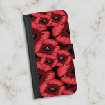 Funda Cartera Para Samsung Galaxy S5 Rojo Patrón de amapola Flor Negra<br><div class="desc">Un lindo estuche de carteras de patrón de amapola roja</div>