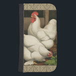 Funda Cartera Para Galaxy S4 Roosters & Hen afuera de la Casa Hen con la fronte<br><div class="desc">Impresión de arte rústico con un vigoroso gallo y una gallina en una gallina. El borde de darc cruz es un patrón que consta de elementos espirales. Esta impresión sería una gran adición a la decoración rural de una casa de campo.</div>