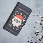 Funda Cartera Para Samsung Galaxy S5 Santa Claus en gafas de sol Monograma Nombre<br><div class="desc">Mejora tu Samsung Galaxy S5 con vibraciones festivas! 📱 ✨ sumergirse en la alegría de las vacaciones con nuestro funda innato mostrando un Santa retro en tonos de estrellas, baubles y hojas huecas. 🎅 🕶️ Personalizar el título o añadir un Monograma Inicial para un toque único. 🎁 🌟 Ya sea...</div>