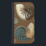 Funda Cartera Para Galaxy S4 Shell de cacao<br><div class="desc">Obtén esta imagen única de la concha roja y azul en tu próximo producto. Este increíble fondo de cacao estas dos conchas únicas. Llévate la playa a donde vayas.</div>