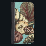Funda Cartera Para Galaxy S4 Shell turquesa y colección de corales rojos<br><div class="desc">Podrá explorar el mar bajo el agua con todas estas criaturas marinas. Esta vintage pieza de arte es una perfecta incorporación a los amantes de la anémona marina con un vibrante fondo turquesa y acentos rojos en las conchas marinas. Imprima su arte hoy en su producto.</div>