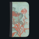 Funda Cartera Para Galaxy S4 Silhouette de flores rojas sobre fondo Verde azula<br><div class="desc">Tres flores rojas contrastan con un fondo verde azulado en esta pintura de Megan Meagher. Una silueta de otra flor se inclina desde la izquierda de la impresión. Una simple pieza con mucho en curso. Esto haría un buen regalo para un amigo o querido que disfruta el arte!</div>