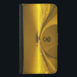 Funda Cartera Para Samsung Galaxy S5 Tonos metálicos de oro Imprimir apariencia de acer<br><div class="desc">Impresión de tonos de oro metálico,  brillante patrón de aspecto metalizado de acero inoxidable con personalizado y monograma/nombre opcional. Sencillo y elegante. El diseño está disponible en otros productos.</div>