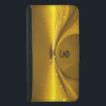 Funda Cartera Para Samsung Galaxy S5 Tonos metálicos de oro Imprimir apariencia de acer<br><div class="desc">Impresión de tonos de oro metálico,  brillante patrón de aspecto metalizado de acero inoxidable con personalizado y monograma/nombre opcional. Sencillo y elegante. El diseño está disponible en otros productos.</div>
