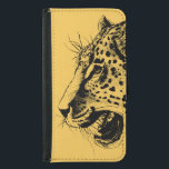 Funda Cartera Para Samsung Galaxy S5 Un Ilustracion de leopardo negro y amarillo dibuja<br><div class="desc">Un dibujo realista de leopardo negro y amarillo. Guay luce manchas negras con la boca abierta y rugiendo,  mostrando sus dientes puntiagudos. Feroz y hermoso.</div>