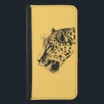 Funda Cartera Para Samsung Galaxy S5 Un Ilustracion de leopardo negro y amarillo dibuja<br><div class="desc">Un dibujo realista de leopardo negro y amarillo. Guay luce manchas negras con la boca abierta y rugiendo,  mostrando sus dientes puntiagudos. Feroz y hermoso.</div>