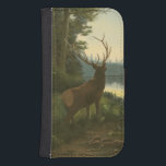 Funda Cartera Para Galaxy S4 Vista posterior de Elk mirando un lago<br><div class="desc">¿Vives lejos de la naturaleza? Esta hermosa imagen clásica da una impresión de tranquilidad y los colores del alce son exactos,  lo que hace que esta imagen sea muy realista. Obtén este arte de estilo natural en tus productos favoritos.</div>