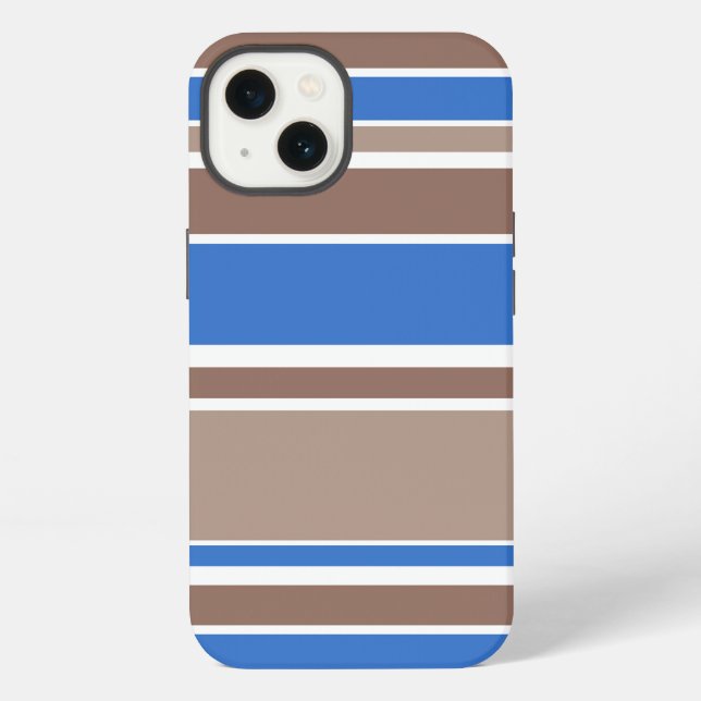 Funda Case-Mate para iPhone de rayas marrones y az (Reverso )