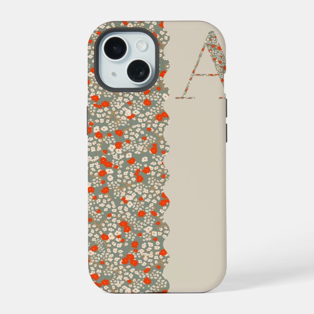 Funda Classy Pretty MONOGRAM A BEIGE FLORAL Case-M (Reverso )