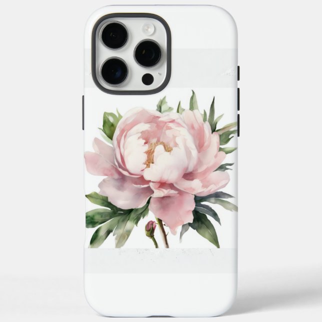 Funda con acuarela de peonía rosa (Reverso)