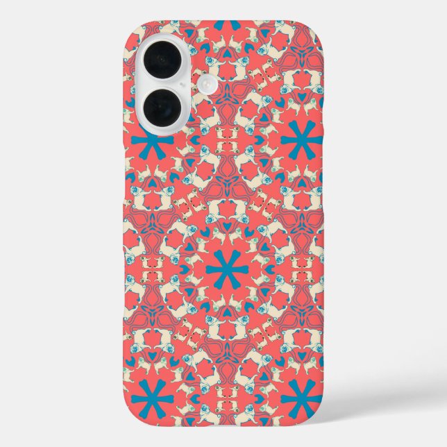 Funda con patrón de Pug de coral (Reverso )