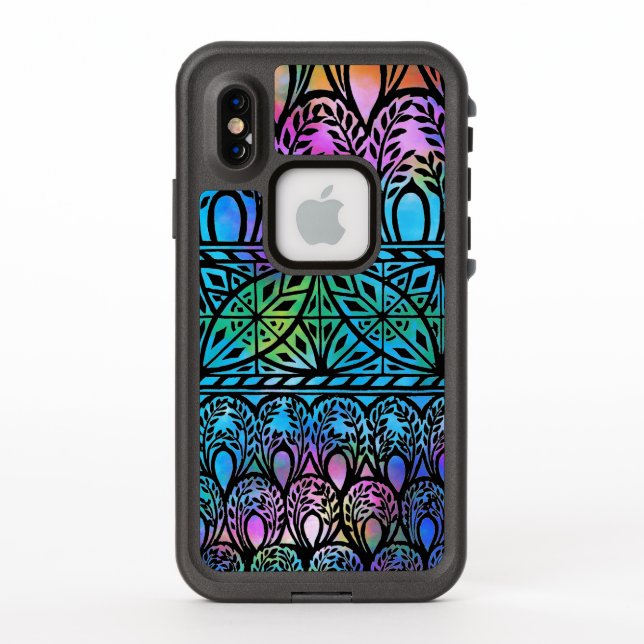 Funda con patrón de vidrio tintado Boho Blues vint (Reverso)