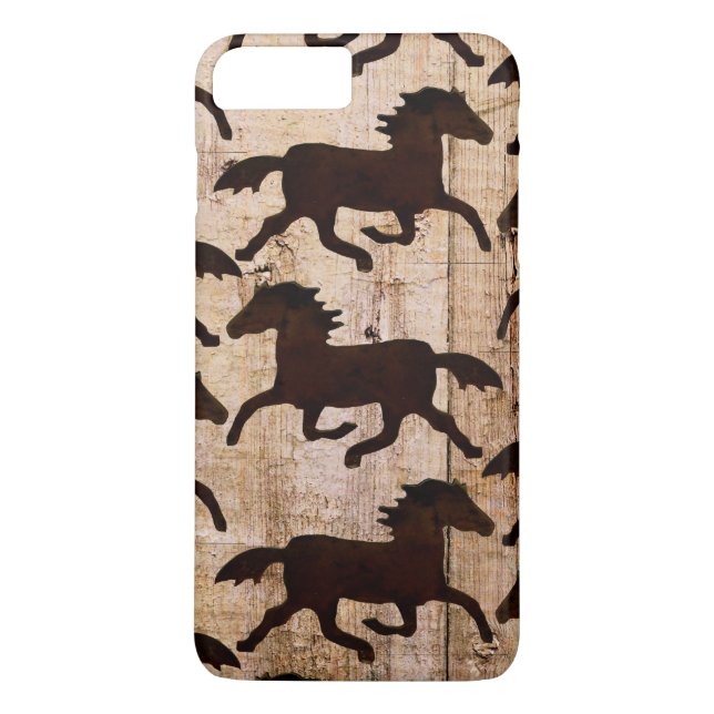 Funda Country Western Horses Wood iPhone 7 Plus (Reverso)