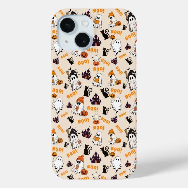 Funda Cute Halloween Ghost iPhone 15 - Fantasma fa (Reverso )
