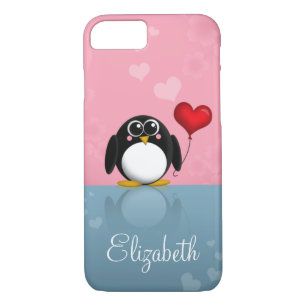 Funda Cute Penguin Heart Balloon para iPhone 7