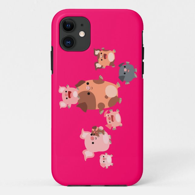 Funda Cute Personalizado Pig Family iPhone 5/5S (Reverso)