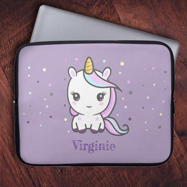 Funda Cute Unicorn Purple para portátiles (Cute Unicorn Purple Laptop Sleeve)