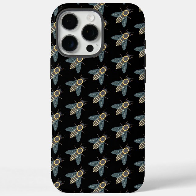 Funda de abeja de miel (negro) - iPhone (16 Pro Ma (Reverso)