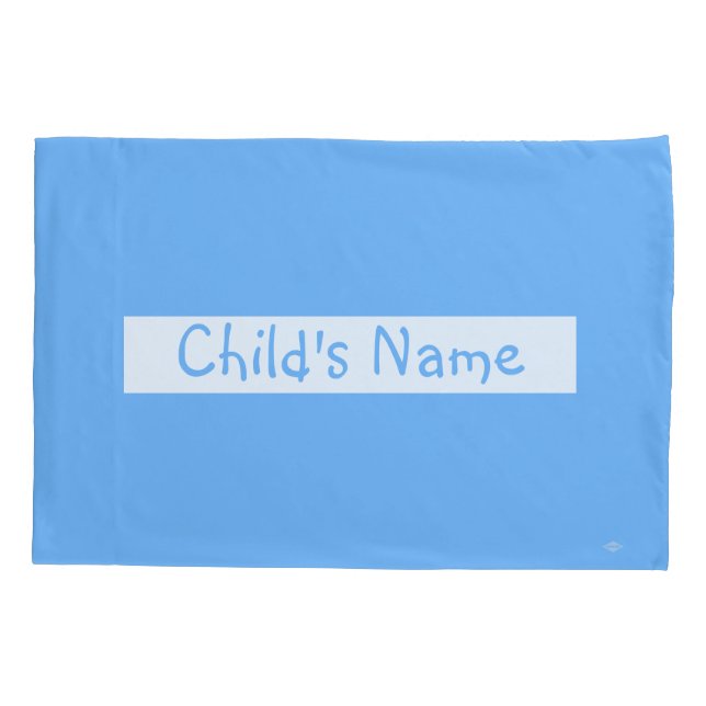 Funda de almohada azul con el nombre del niño HAMb (Reverso)