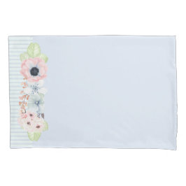 Funda de almohada azul de las flores pastel