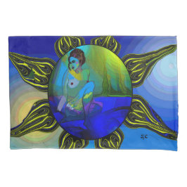 Funda de almohada azul del arte