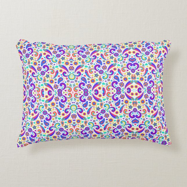 Funda de almohada colorida con patrón geométrico v (Anverso)