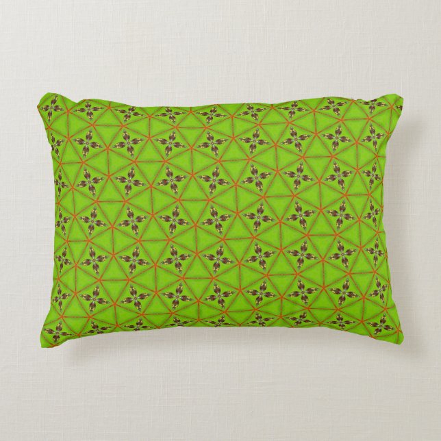 Funda de almohada con patrón floral geométrico ver (Anverso)