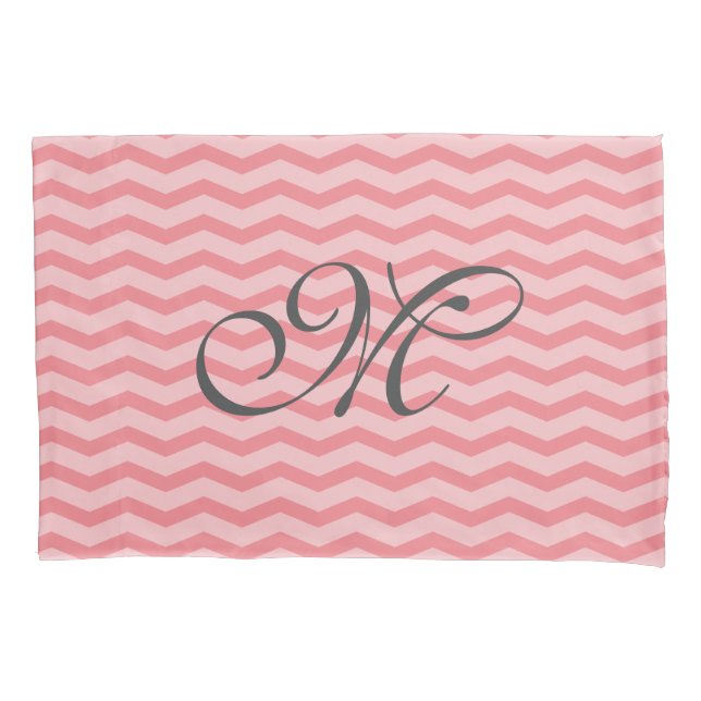 Funda de almohada coralina del monograma del (Anverso)