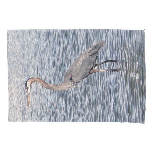 Funda de almohada de agua de la garza azul (Anverso)