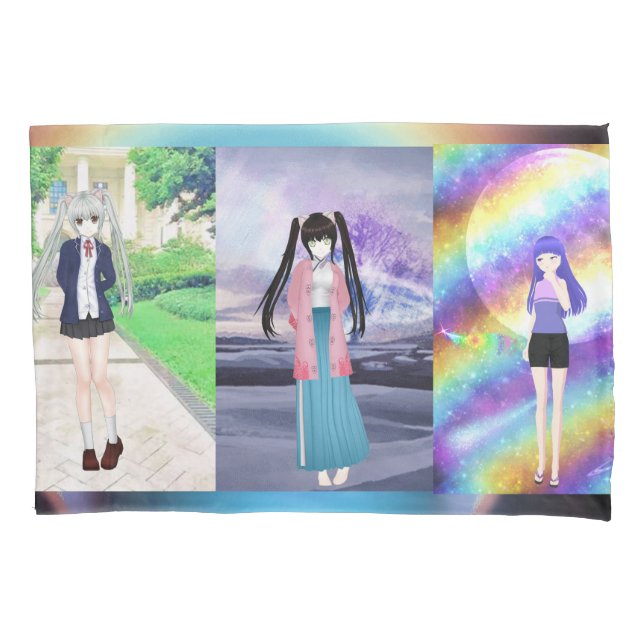 Funda de almohada de caracteres de estilo anime (Anverso)