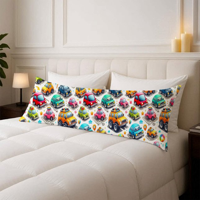 Funda de Almohada de Cuerpo para Niños de Coches d (Cute Cartoon Cars Colorful Kids Body Pillow Cover)
