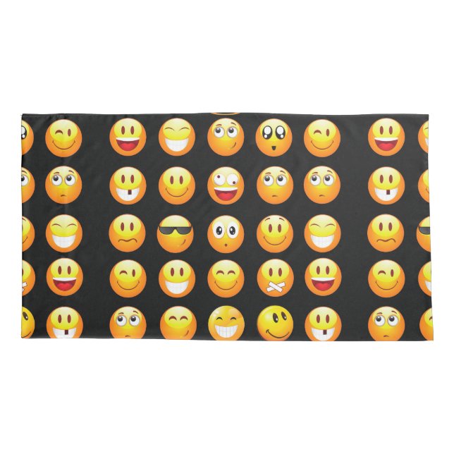 funda de almohada de emojis negras (Reverso)