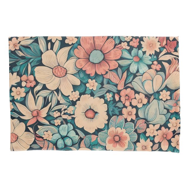 Funda de almohada de flores bohemias (Anverso)