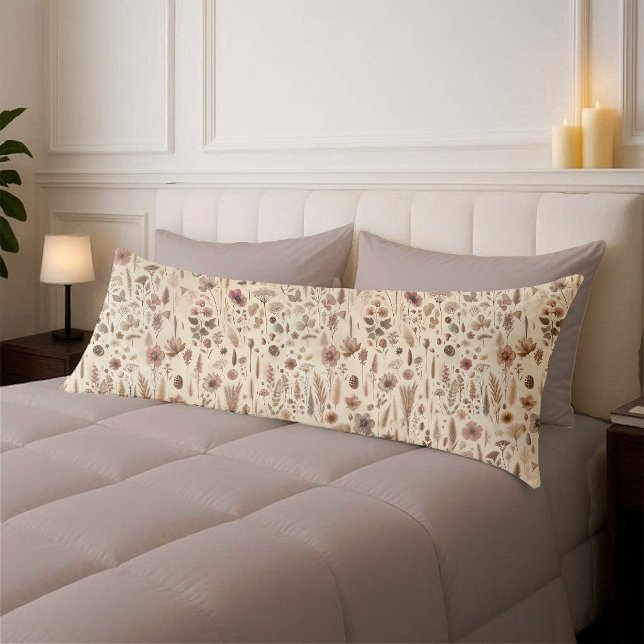 Funda de Almohada de Flores Prensadas de Herbario  (Body Pillow)