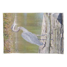 Funda de almohada de la garza azul