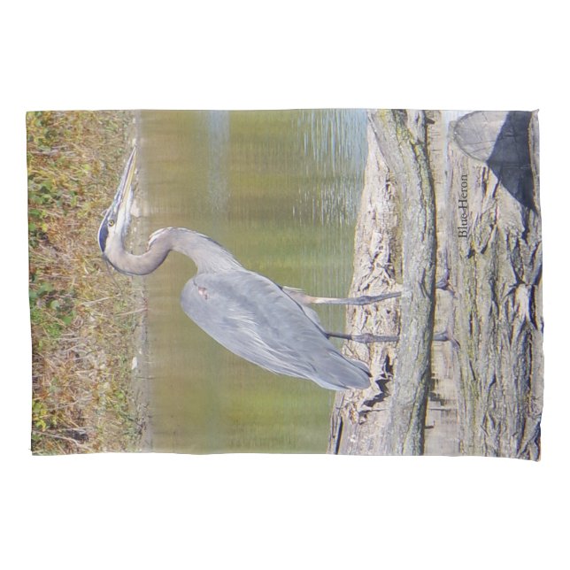 Funda de almohada de la garza azul (Anverso)