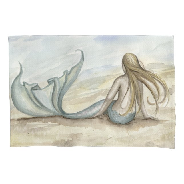 Funda de almohada de la sirena de la playa de (Anverso)