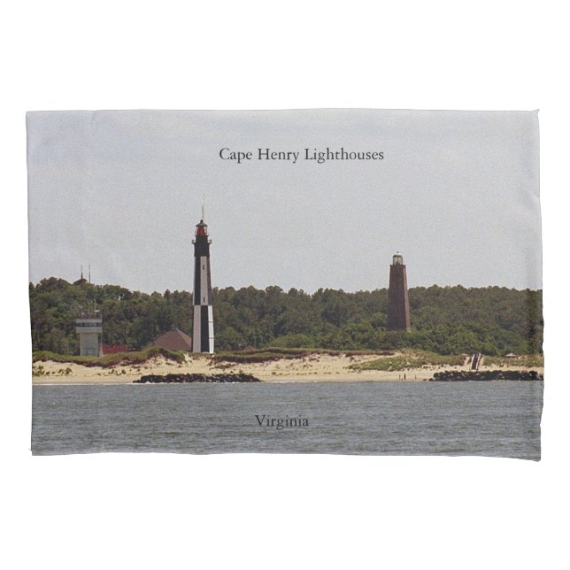 Funda de almohada de los Faros de Cape Henry (Anverso)
