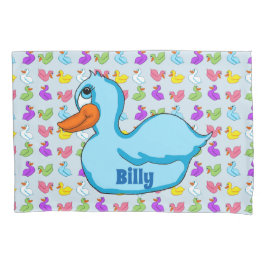 Funda de almohada de pato azul