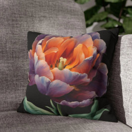 Funda de almohada de peonía decorativa cuadrada