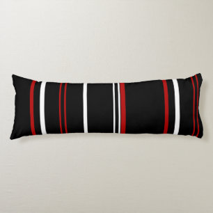 Funda de almohada de rayas blancas y rojas negras