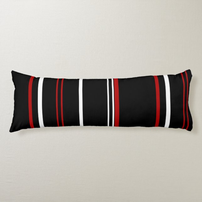 Funda de almohada de rayas blancas y rojas negras (Anverso)
