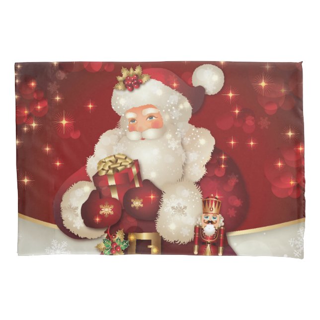 Funda de almohada de Santa del día de fiesta (Anverso)