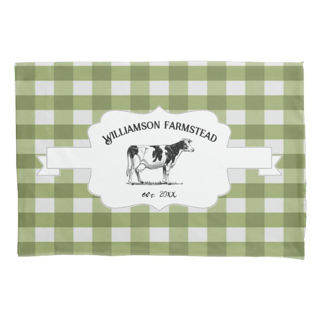 Funda de almohada de vaca de granja de búfalo verd (Anverso)