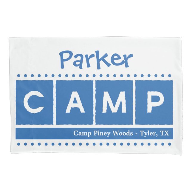 Funda de almohada del CAMPO del bloque - azul (Anverso)