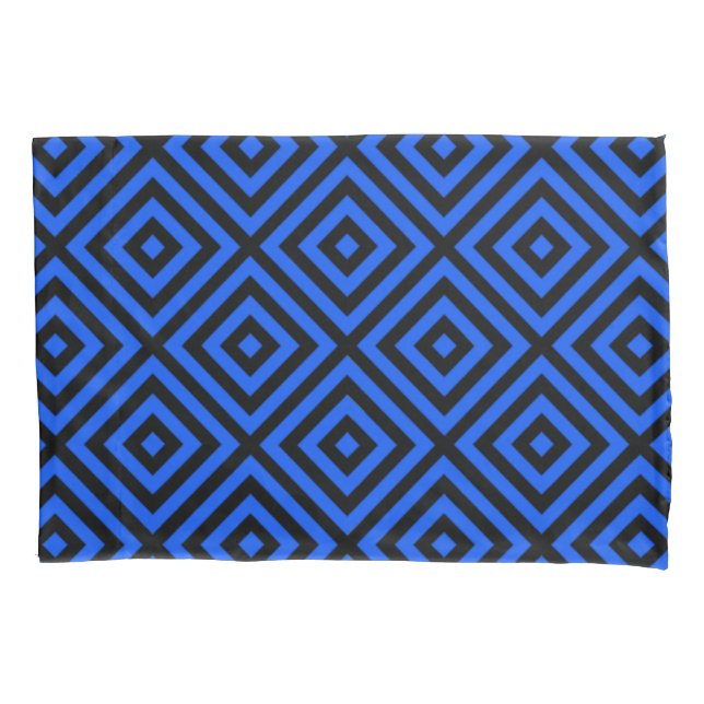 Funda de almohada del patrón de diamante azul de c (Anverso-izquierdo)